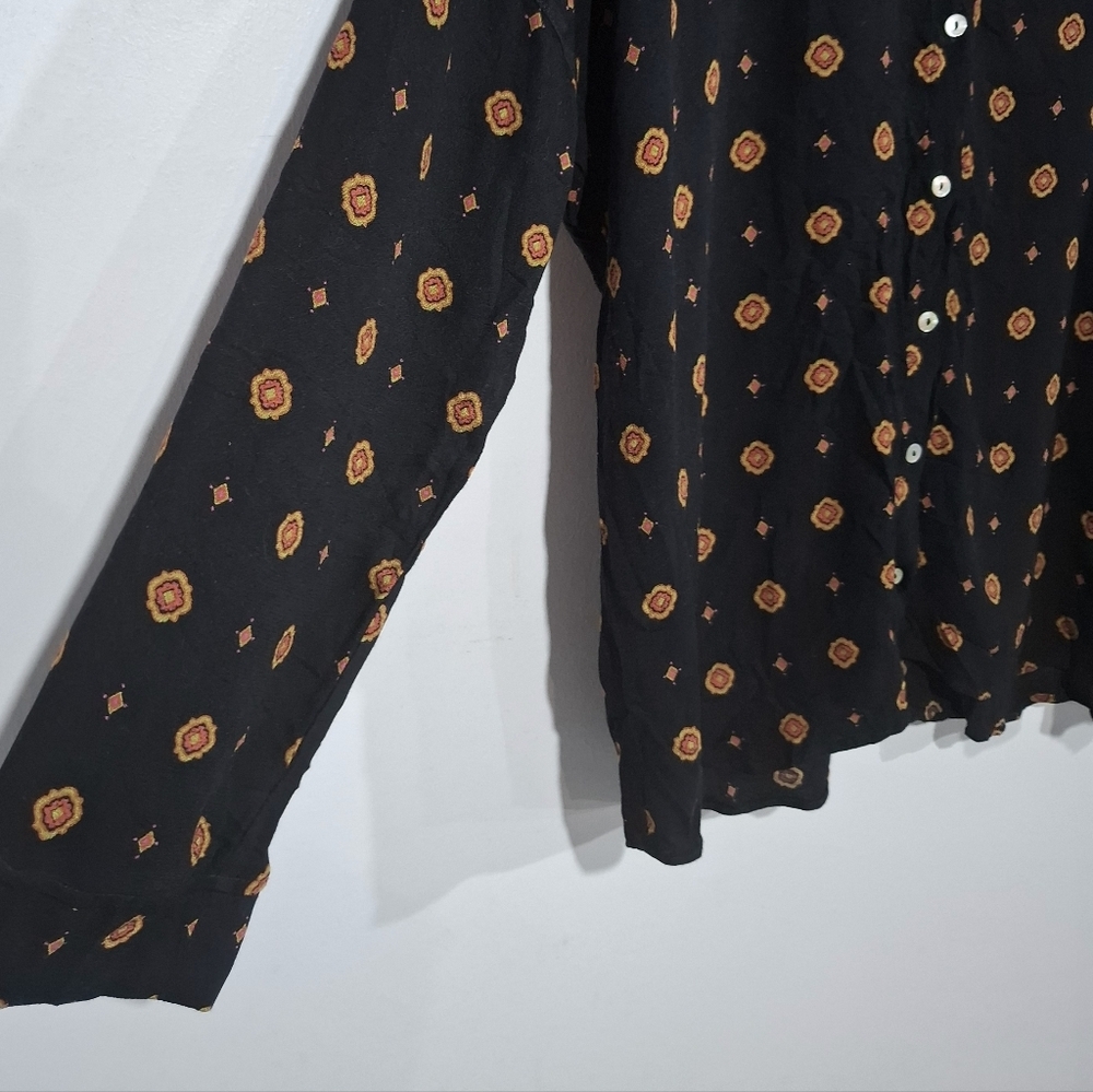 Free People Intimately Button Up Womens shirt Medallion Print Flowy Sz S Petite - Picture 5 of 12